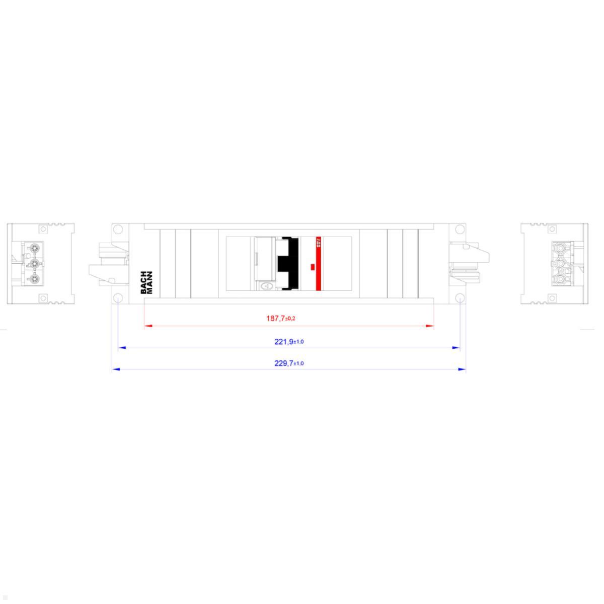 achmann STEP ALU mit 1x FI/LS Schalter und GST18 (906.307), auf Aluschiene, Skizze