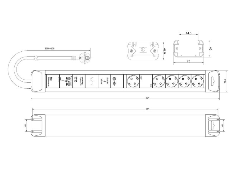 Bachmann CONNECTUS 1x Master + 4x Slave, Überspannungsschutz (330.107) Zeichnung