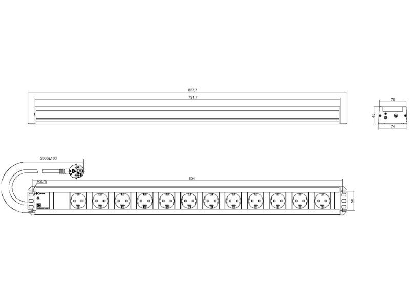 Bachmann Handwerkerleiste 12x Schutzkontaktsteckdose (300.002) Zeichnung