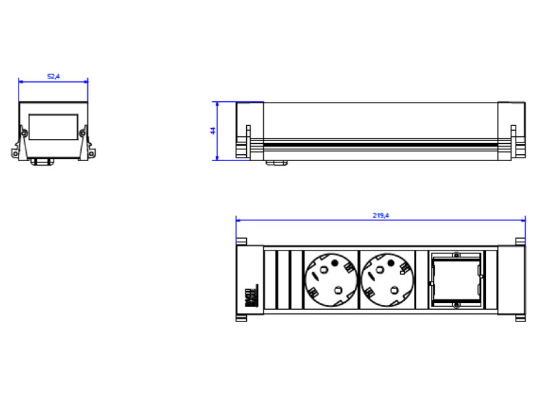 Bachmann Power Frame 3-fach Steckdose 916.060 Maße