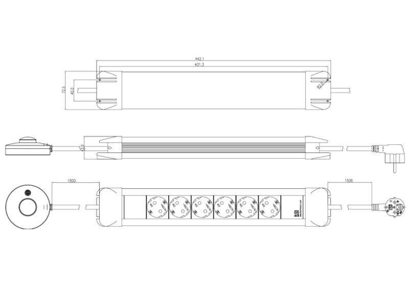 Bachmann CONNECTUS 6x Schutzkontaktsteckdose (330.142) Zeichnung