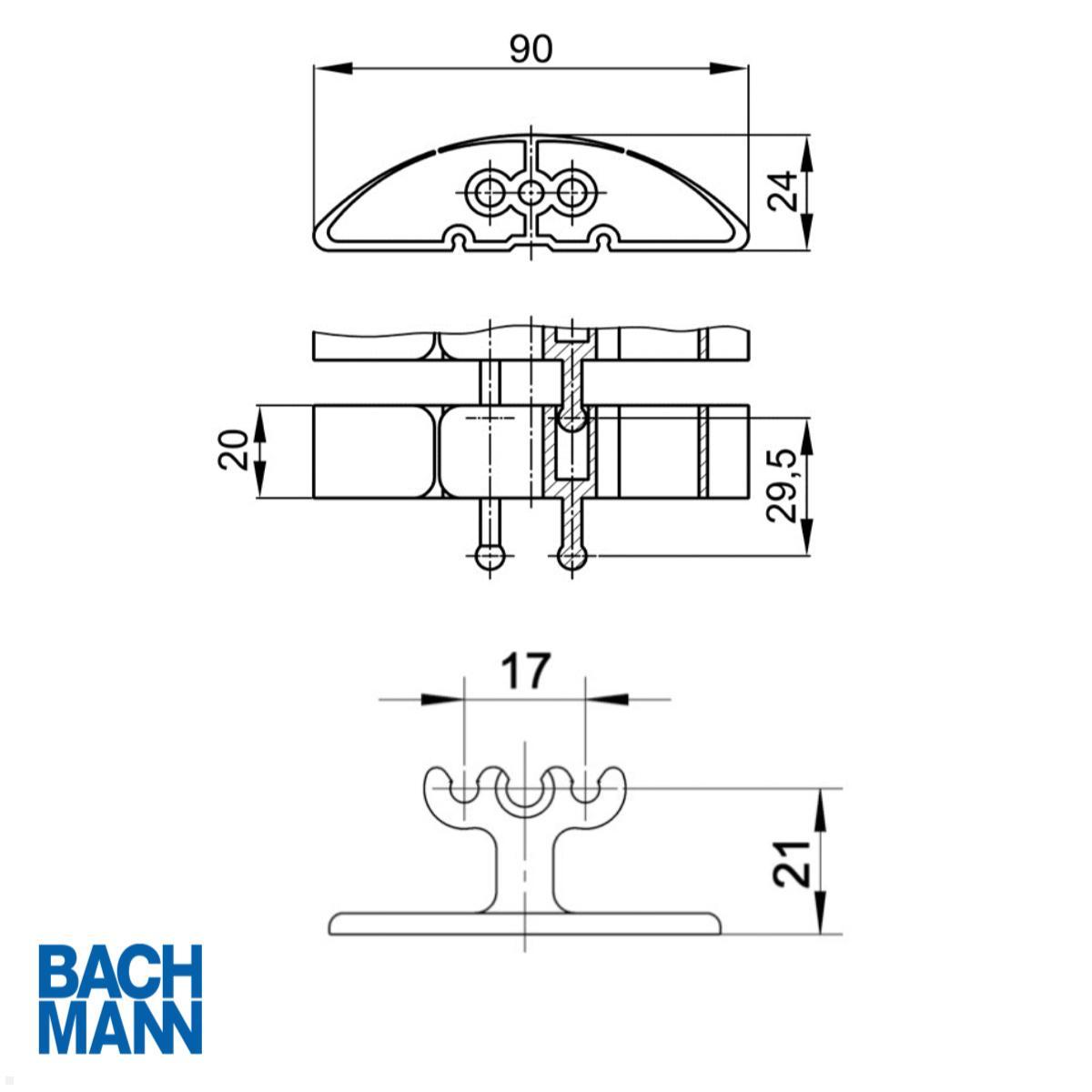 Bachmann Kabelschlange PRO Set mit Easy-Desk-3G-Halterung, silber (003.057S) technische Zeichnung