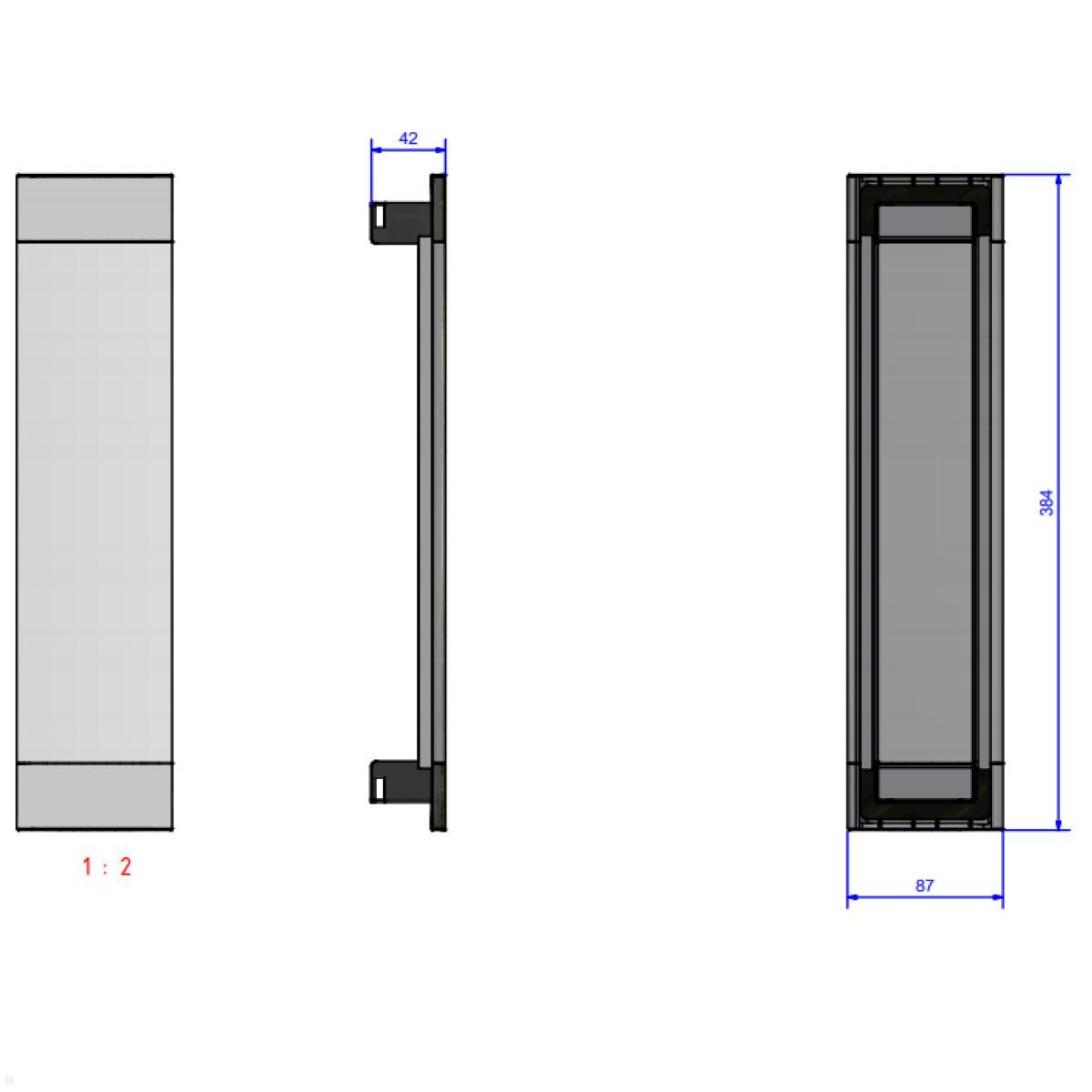 Bachmann Power Frame Cover 6-fach, schwarz (915.510), technische Zeichnung