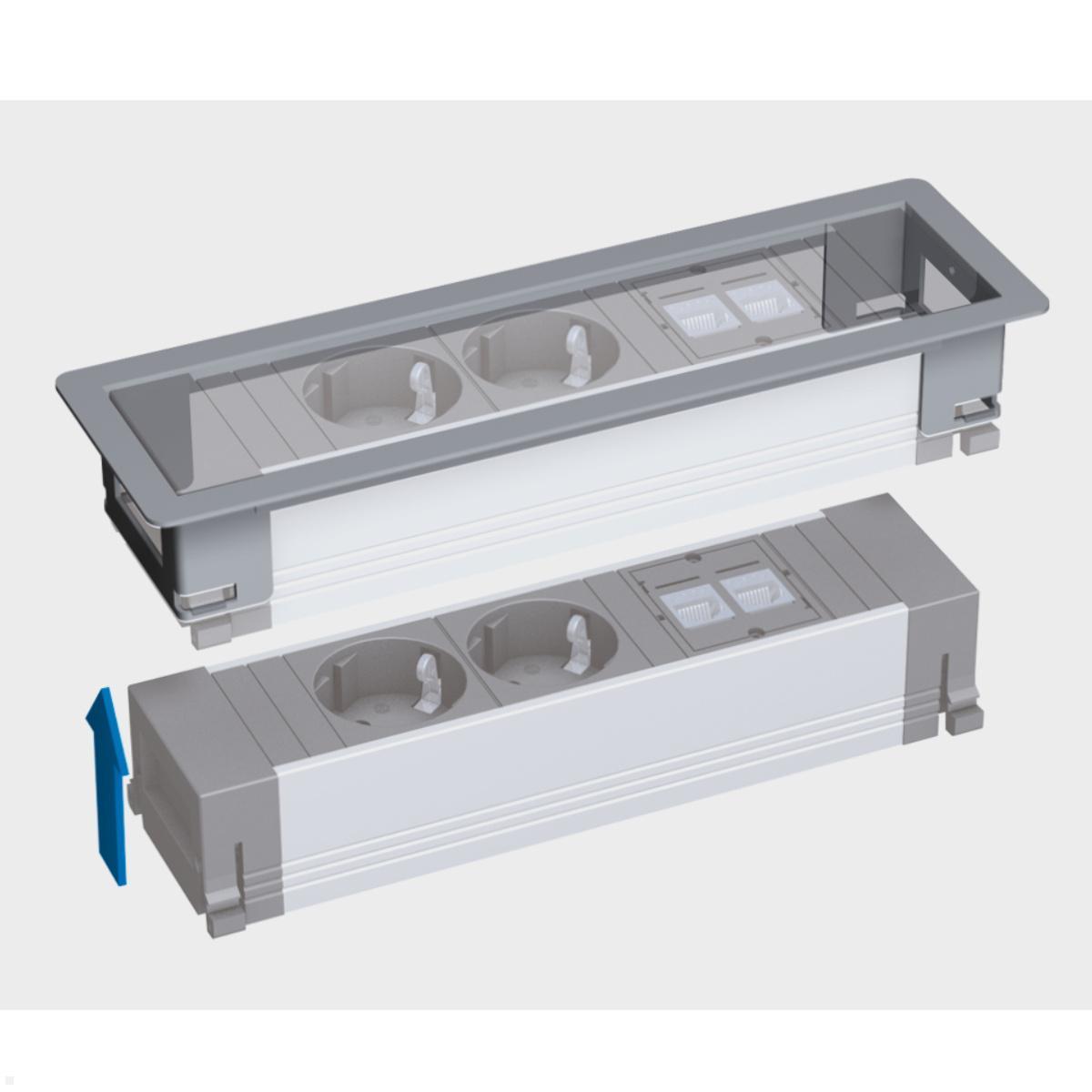 Bachmann Power Frame 3-fach 1x Steckdose 1x USB-Charger A/C 1x CM (916.503), Einfügen in den Rahmen