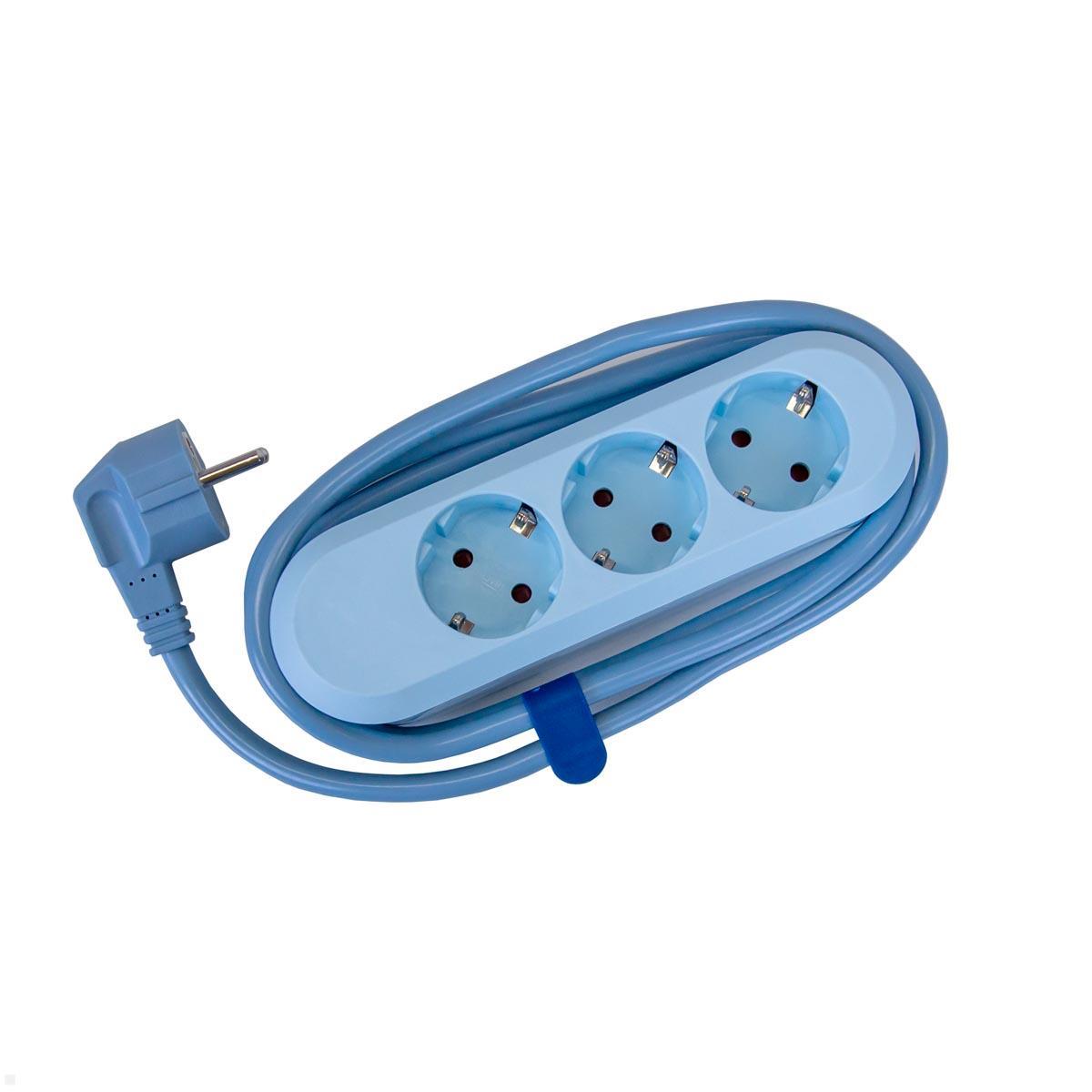 Bachmann SMART 3x Steckdosenleiste Zuleitung 1,5 m (387.2701), blau, Kabelclip