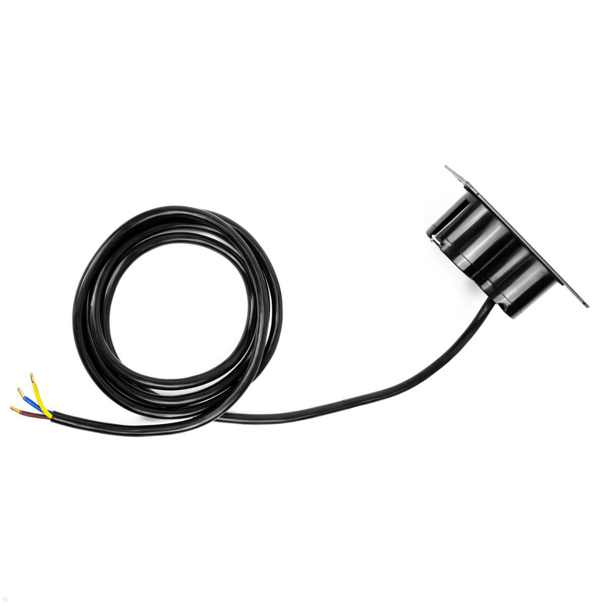 Bachmann DUE 2-fach Steckdose mit Zuleitung, Deckel schwarz (929.000DB), 2m Kabel