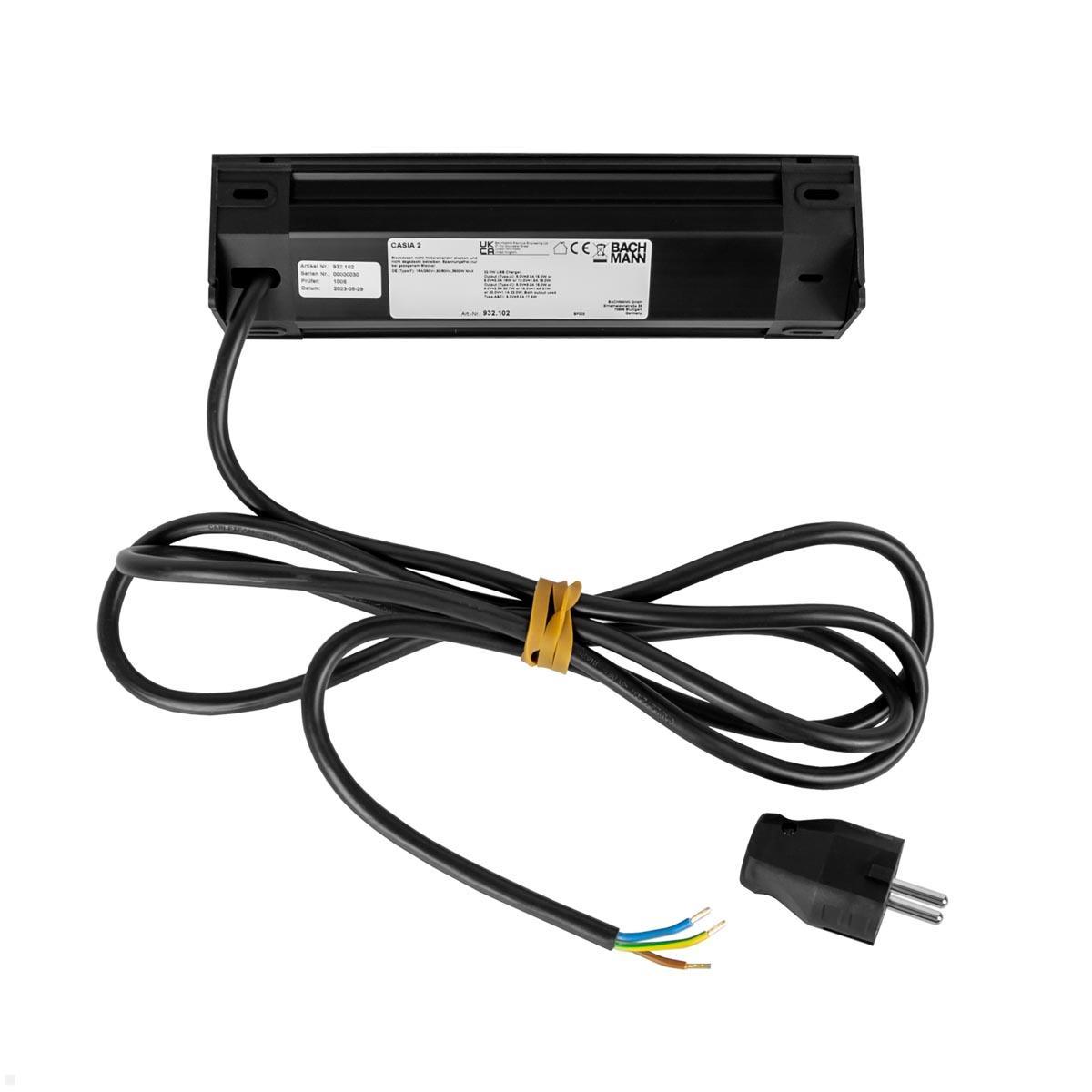 Bachmann CASIA 2 2x FR Steckdose UTE 1x USB-Charger A/C (932.103) schwarz, kurz, Rückseite