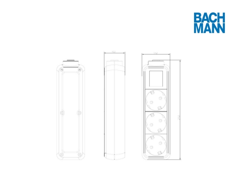 Bachmann SELLY 3-fach Steckdosenleiste mit Schalter, 1,5m Zuleitung 384.272S Zeichnung
