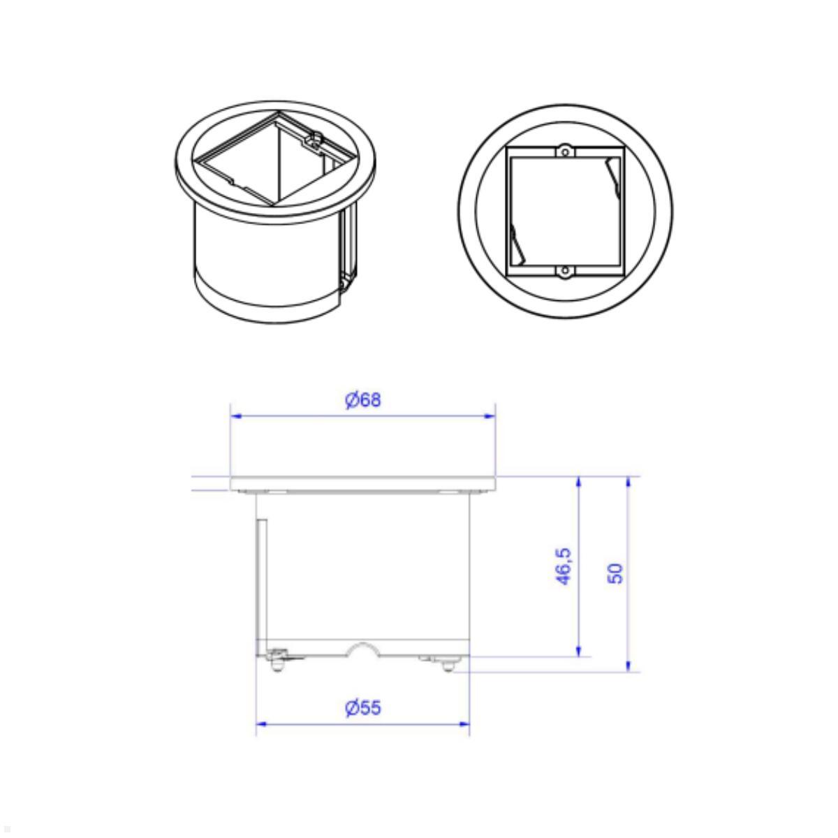 Bachmann PIX Einbau USB Charger USB-A / USB-C Ladegerät (926.330), Zeichnung Maße